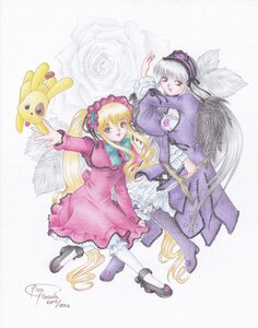 Rating: Safe Score: 0 Tags: 2girls blonde_hair blue_eyes dress frills hairband image lolita_fashion long_hair long_sleeves multiple_girls pair purple_eyes shinku silver_hair suigintou very_long_hair wings User: admin