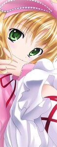 Rating: Safe Score: 0 Tags: 1girl auto_tagged blonde_hair blush dress frills green_eyes hinaichigo image looking_at_viewer lying ribbon solo underwear User: admin