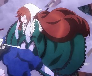 Rating: Safe Score: 0 Tags: 1girl brown_hair closed_eyes dress drill_hair frills head_fins image long_hair long_sleeves mermaid monster_girl open_mouth pair solo souseiseki suiseiseki very_long_hair wakasagihime wolf_tail User: admin