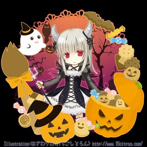 Rating: Safe Score: 0 Tags: 1girl candy food ghost halloween hat horns image jack-o'-lantern lollipop long_hair pumpkin red_eyes solo suigintou User: admin