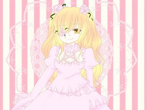 Rating: Safe Score: 0 Tags: 1girl blonde_hair dress eyepatch flower hair_flower hair_ornament image kirakishou long_hair one_eye_closed pink_flower pink_rose rose smile solo striped striped_background vertical_stripes yellow_eyes User: admin