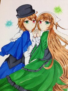 Rating: Safe Score: 0 Tags: 2girls blue_dress brown_hair capelet dress green_dress green_eyes hat head_scarf heterochromia holding_hands image interlocked_fingers long_hair long_sleeves looking_at_viewer multiple_girls pair red_eyes short_hair siblings sisters smile souseiseki suiseiseki twins very_long_hair User: admin