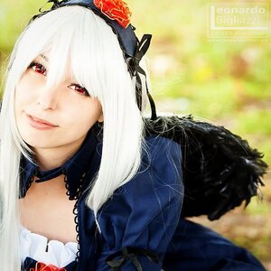 Rating: Safe Score: 0 Tags: 1girl bangs choker closed_mouth dress hair_ornament hairband lips looking_at_viewer red_eyes solo suigintou white_hair User: admin