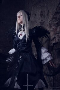 Rating: Safe Score: 0 Tags: 1girl auto_tagged black_dress closed_mouth dress frills gothic_lolita lips long_hair long_sleeves solo standing suigintou white_hair wide_sleeves User: admin