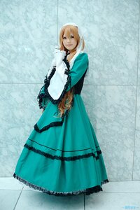 Rating: Safe Score: 0 Tags: 1girl aqua_dress artist_name blonde_hair blue_eyes dress full_body green_dress lips looking_at_viewer solo standing suiseiseki User: admin