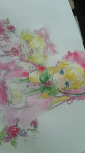 Rating: Safe Score: 0 Tags: blonde_hair blue_eyes bow cup dress flower hina_ichigo hinaichigo holding_cup image long_hair long_sleeves multiple_girls pink_bow pink_flower pink_rose red_flower red_rose rose saucer shinku smile solo table teacup traditional_media watercolor_(medium) User: admin