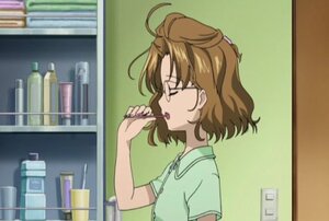 Rating: Safe Score: 0 Tags: 1girl bangs blurry brown_hair brushing_teeth closed_eyes from_side glasses green_shirt human indoors open_mouth profile sakurada_nori screenshot shirt short_hair short_sleeves solo toothbrush upper_body User: admin