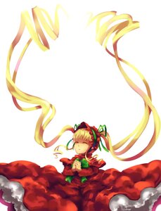 Rating: Safe Score: 0 Tags: 1girl absurdly_long_hair blonde_hair bonnet bow closed_eyes dress image long_hair long_sleeves red_dress ribbon shinku sleeping solo twintails very_long_hair User: admin