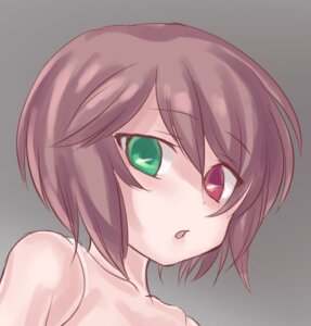 Rating: Safe Score: 0 Tags: 1girl bangs brown_hair collarbone eyebrows_visible_through_hair green_eyes grey_background hair_between_eyes image looking_at_viewer short_hair simple_background solo souseiseki User: admin