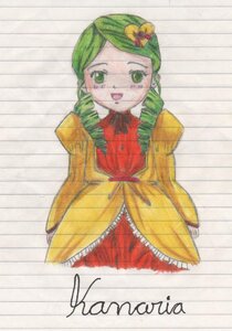 Rating: Safe Score: 0 Tags: 1girl bow character_name dress drill_hair green_eyes green_hair hair_ornament image kanaria long_sleeves looking_at_viewer red_dress solo User: admin