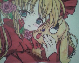 Rating: Safe Score: 0 Tags: 1girl blonde_hair blue_eyes blurry doll flower hair_ribbon image long_hair long_sleeves pink_rose red_flower red_rose ribbon rose shinku solo upper_body User: admin