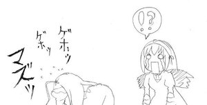 Rating: Safe Score: 0 Tags: 2girls ? barasuishou comic greyscale image long_hair monochrome multiple_girls pair short_hair suigintou wings User: admin