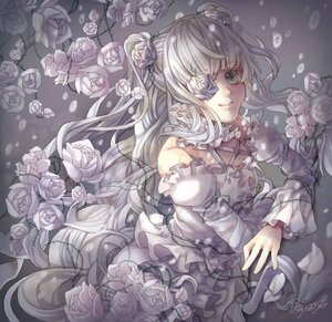 Rating: Safe Score: 0 Tags: 1girl black_rose detached_sleeves dress eyepatch flower frills image kirakishou long_hair long_sleeves looking_at_viewer pink_rose rose smile solo thorns two_side_up very_long_hair white_flower white_rose User: admin