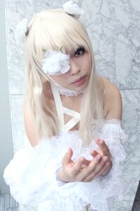 Rating: Safe Score: 0 Tags: 1girl 3d bare_shoulders blonde_hair blurry bride depth_of_field dress eyepatch hair_ornament kirakishou lace lips long_hair photo solo wedding_dress white_dress User: admin