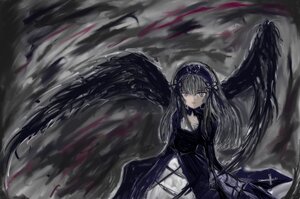 Rating: Safe Score: 0 Tags: 1girl black_dress black_wings dress feathered_wings flower hairband image long_hair long_sleeves looking_at_viewer purple_eyes rose silver_hair solo suigintou very_long_hair wings User: admin