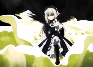 Rating: Safe Score: 0 Tags: 1girl bangs black_dress black_footwear black_ribbon black_wings boots dress feathers flower frills full_body hairband image lolita_fashion long_hair long_sleeves looking_at_viewer red_eyes ribbon rose silver_hair solo suigintou wings User: admin