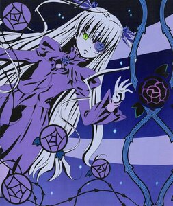 Rating: Safe Score: 0 Tags: 1girl barasuishou dress eyepatch flower green_eyes hair_ribbon image long_hair long_sleeves monochrome purple_theme ribbon rose shinku solo suigintou two_side_up very_long_hair User: admin