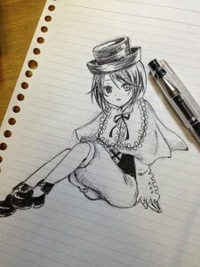 Rating: Safe Score: 0 Tags: 1girl blush breasts capelet cleavage greyscale hat image long_sleeves looking_at_viewer monochrome nagae_iku ribbon shawl short_hair sitting skirt solo souseiseki traditional_media User: admin