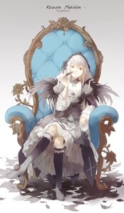 Rating: Safe Score: 0 Tags: 1girl boots chair commentary_request doll doll_joints dress feathers flower frills full_body gothic_lolita hairband highres image joints knee_boots lolita_fashion long_hair long_sleeves looking_at_viewer nine_(liuyuhao1992) photoshop_(medium) plant red_eyes rose rozen_maiden silver_hair sitting smug solo suigintou vines wings User: admin