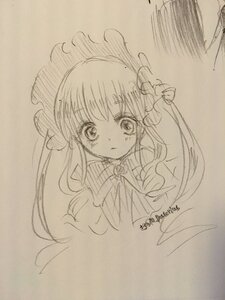 Rating: Safe Score: 0 Tags: 1girl bangs blush closed_mouth eyebrows_visible_through_hair image long_hair looking_at_viewer monochrome photo shinku solo traditional_media upper_body User: admin