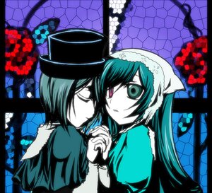 Rating: Safe Score: 0 Tags: 2girls brick_wall chain-link_fence closed_eyes fence hat heterochromia hexagon holding_hands honeycomb_(pattern) honeycomb_background image interlocked_fingers long_hair long_sleeves looking_at_viewer multiple_girls pair plaid_background short_hair siblings sisters souseiseki stained_glass suiseiseki tile_wall tiles twins yuri User: admin