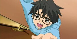 Rating: Safe Score: 0 Tags: 1boy black_hair blue-framed_eyewear brown_eyes glasses hood hoodie human katsuki_yuuri looking_at_viewer open_mouth sakurada_jun screenshot solo User: admin