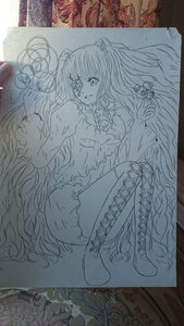 Rating: Safe Score: 0 Tags: 1girl auto_tagged boots bow cross-laced_footwear dress flower image kirakishou knee_boots long_hair long_sleeves lying monochrome rose solo traditional_media two_side_up very_long_hair User: admin