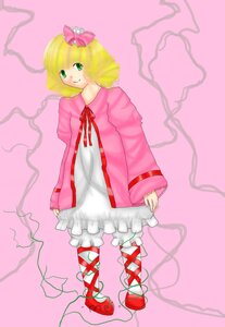 Rating: Safe Score: 0 Tags: 1girl blonde_hair bow dress frills full_body green_eyes hair_bow hina_ichigo hinaichigo image long_sleeves looking_at_viewer pink_background pink_bow pink_theme ribbon shadow short_hair sleeves_past_wrists smile solo standing User: admin