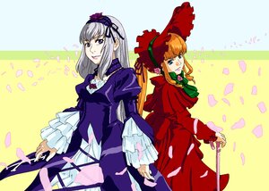 Rating: Safe Score: 0 Tags: 2girls back-to-back blonde_hair blue_eyes bonnet dress flower image long_hair long_sleeves looking_at_viewer multiple_girls pair petals puffy_sleeves purple_eyes red_dress rose shinku silver_hair smile suigintou User: admin