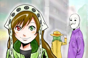 Rating: Safe Score: 0 Tags: 1boy 1girl 2boys bald brown_hair hat image long_hair parody rain smile solo suiseiseki User: admin