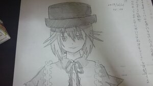 Rating: Safe Score: 0 Tags: 1girl bow dated hat image looking_at_viewer monochrome photo ribbon short_hair smile solo souseiseki traditional_media usami_renko User: admin