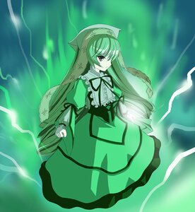 Rating: Safe Score: 0 Tags: 1girl artist_request braid clenched_hands dress frills full_body green_theme head_scarf image long_hair long_sleeves monochrome ribbon rozen_maiden serious simple_background solo suiseiseki very_long_hair User: admin