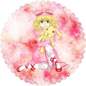 Rating: Safe Score: 0 Tags: 1girl blonde_hair bloomers bow dress frills full_body green_eyes hair_bow hina_ichigo hinaichigo image long_sleeves looking_at_viewer pink_background pink_bow pink_dress pink_theme short_hair sitting smile solo stuffed_animal underwear white_legwear User: admin