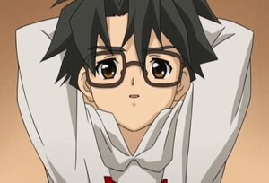 Rating: Safe Score: 0 Tags: 1boy arms_up auto_tagged black-framed_eyewear black_hair brown_eyes close-up glasses human long_sleeves looking_at_viewer parted_lips sakurada_jun screenshot shirt simple_background solo upper_body User: admin