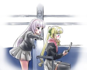 Rating: Safe Score: 0 Tags: 2girls blonde_hair blush cellphone commentary_request farge hair_ribbon hairband image long_hair long_sleeves multiple_girls pair phone ribbon rozen_maiden scarf school_uniform shinku sitting skirt suigintou thighhighs twintails User: admin