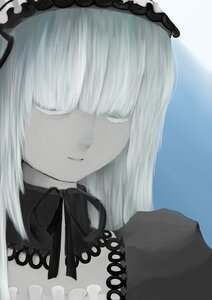 Rating: Safe Score: 0 Tags: 1girl bangs black_ribbon blunt_bangs closed_mouth dress frills gothic_lolita hair_over_eyes hairband image lolita_fashion long_hair ribbon smile solo suigintou User: admin