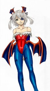 Rating: Safe Score: 0 Tags: 1girl animal_print barasuishou bare_shoulders bat_print bat_wings blue_legwear demon_girl eyepatch head_wings image leotard lilith_aensland long_hair pantyhose print_legwear red_leotard silver_hair solo twintails wings User: admin