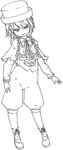 Rating: Safe Score: 0 Tags: 1girl capelet full_body greyscale hair_between_eyes hat image long_sleeves looking_at_viewer monochrome shoes short_hair smile solo souseiseki standing User: admin