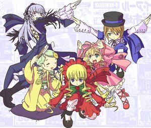Rating: Safe Score: 0 Tags: 5girls :d ^_^ artist_request blonde_hair blue_dress blue_eyes bonnet bow braid brown_hair brush closed_eyes doll dragon_ball dragon_ball_z dress drill_hair frilled_sleeves frills full_body ginyu_force_pose green_eyes green_hair hair_bow hair_ornament hairpin hat heterochromia hina_ichigo image japanese_clothes kanaria kimono long_hair long_sleeves mary_janes multiple multiple_girls open_mouth outstretched_arms parody pink_bow red_dress red_eyes rose rozen_maiden sash sentai shinku shoes silver_hair simple_background smile souseiseki suigintou suiseiseki tagme top_hat twin_braids twin_drills twins twintails very_long_hair white_background wings User: admin