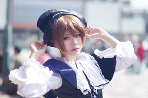 Rating: Safe Score: 0 Tags: 1girl 3d blonde_hair blue_eyes blurry blurry_background depth_of_field dress frills hat lips long_sleeves photo realistic short_hair solo souseiseki upper_body User: admin