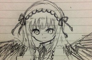 Rating: Safe Score: 0 Tags: 1girl bangs closed_mouth eyebrows_visible_through_hair frilled_hairband greyscale hair_ribbon hairband image long_hair looking_at_viewer monochrome ribbon solo suigintou traditional_media virtual_youtuber User: admin
