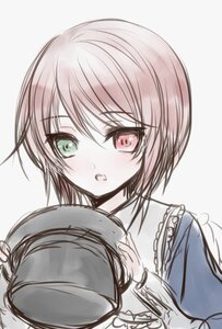 Rating: Safe Score: 0 Tags: 1girl frilled_shirt_collar green_eyes hat hat_removed headwear_removed holding holding_clothes holding_hat image komeiji_koishi komeiji_satori long_sleeves looking_at_viewer open_mouth short_hair simple_background solo souseiseki striped third_eye upper_body User: admin