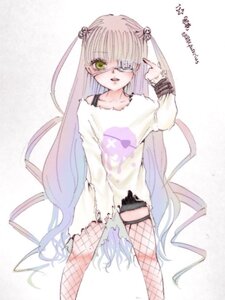 Rating: Safe Score: 0 Tags: 1girl barasuishou dress eyepatch fishnet_legwear fishnets green_eyes hair_ornament image long_hair solo thighhighs very_long_hair User: admin
