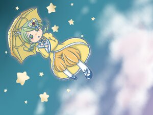 Rating: Safe Score: 0 Tags: 1girl auto_tagged cross dress green_eyes green_hair hair_ornament holding_umbrella image kanaria long_sleeves parasol solo standing star_(symbol) star_hair_ornament star_print starfish starry_background umbrella yellow_dress User: admin