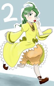 Rating: Safe Score: 0 Tags: 1girl ahoge apple braid cherry dress food fruit green_eyes green_hair holding_food image kanaria long_hair long_sleeves pantyhose solo yellow_dress User: admin