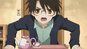 Rating: Safe Score: 0 Tags: 1boy black_hair blush cup green_eyes indoors open_mouth school_uniform solo User: admin
