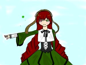 Rating: Safe Score: 0 Tags: 1girl corset dress green_eyes heterochromia image long_hair long_sleeves looking_at_viewer red_eyes smile solo suiseiseki very_long_hair User: admin