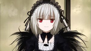 Rating: Safe Score: 0 Tags: 1girl bangs black_ribbon black_wings closed_mouth detached_collar dress hairband image long_hair long_sleeves looking_at_viewer red_eyes silver_hair smile solo suigintou wings User: admin