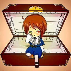 Rating: Safe Score: 0 Tags: 1girl ahoge blue_dress blush brown_hair cup from_above image long_sleeves one_eye_closed ribbon shoes short_hair solo souseiseki User: admin
