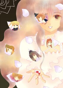 Rating: Safe Score: 0 Tags: 6+girls blonde_hair blue_eyes brown_eyes brown_hair dress flower green_eyes hands hat image kirakishou long_hair multiple_girls short_hair smile solo User: admin